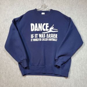 JERZEES Sweatshirt Womens Large Blue Dancing Ballet Crew Neck Pullover Vintage